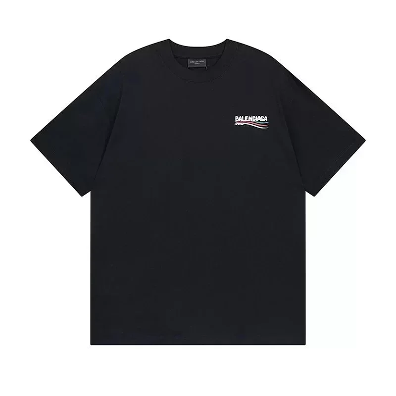 BALENCIAGA Black Embroidered Logo Striped T-Shirt