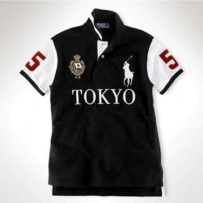 Polo Black T-Shirt with Tokyo & Horse Logo