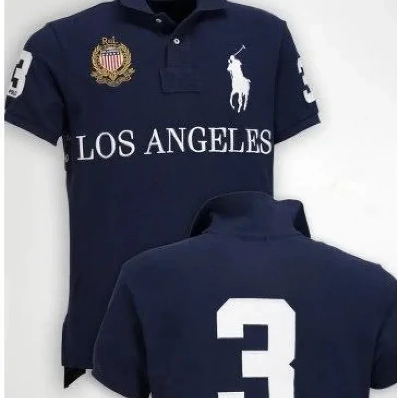 Polo Navy Blue T-Shirt: Los Angeles Print, Large Logo