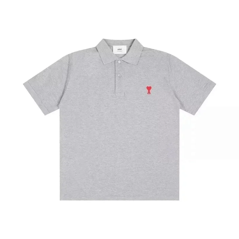 Ami Gray T-Shirt Red Heart Embroidery