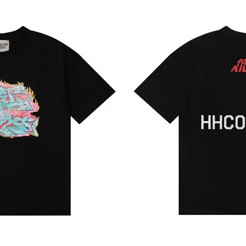 Gallery Dept Black Graffiti Flame Printed Tee