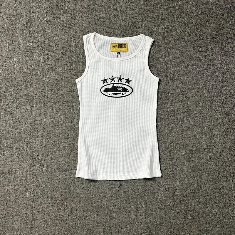 GUEBRILLY White Sleeveless Star & Island Tee