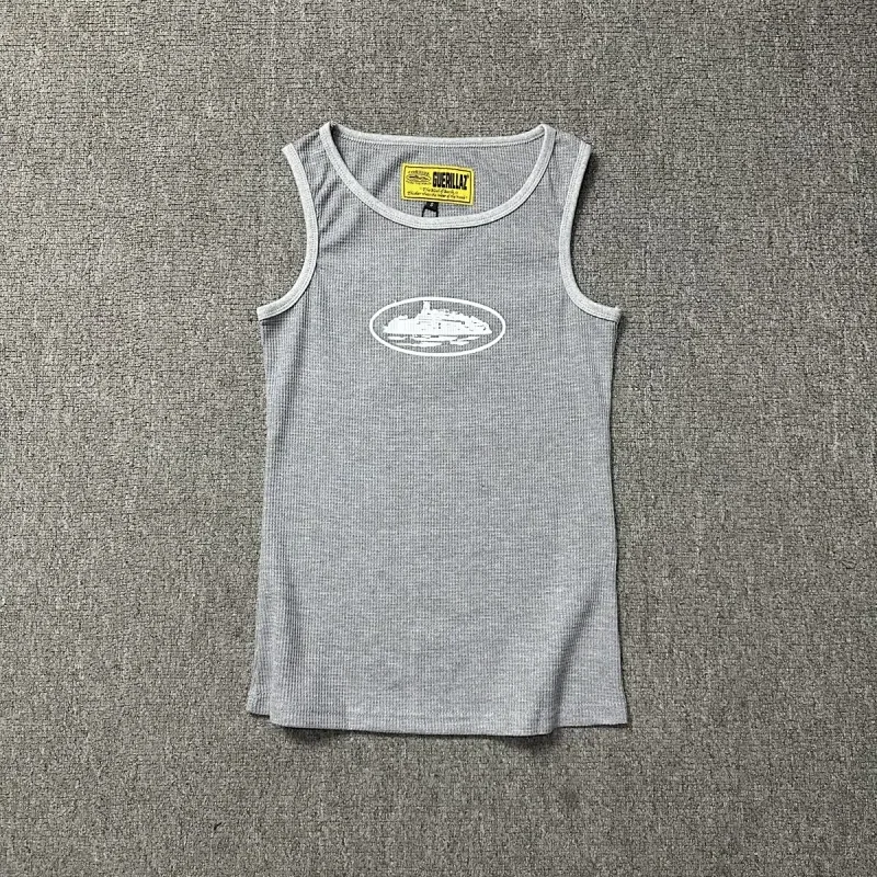 GORILLAZ Gray Oval Print Rib Tank Top
