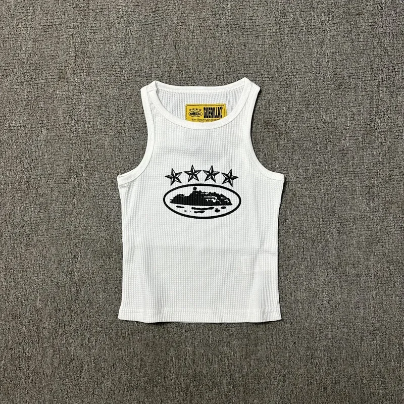 GUERRILLA White Waffle Knit Tank Top