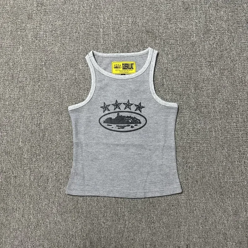 SUBBULAXY Gray Tank Top with Stars & Oval