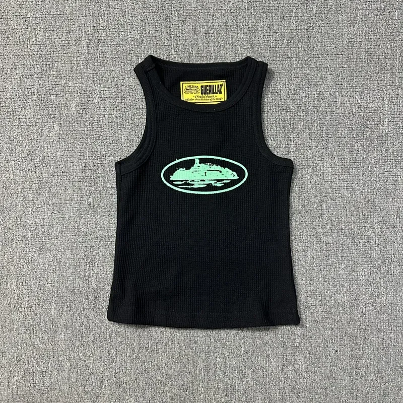 GUERRILLA Black Green Boat Logo Tank Top