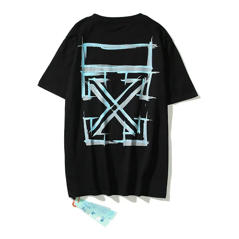 OFF-WHITE Black Back Blue Arrow Logo Short Sleeve