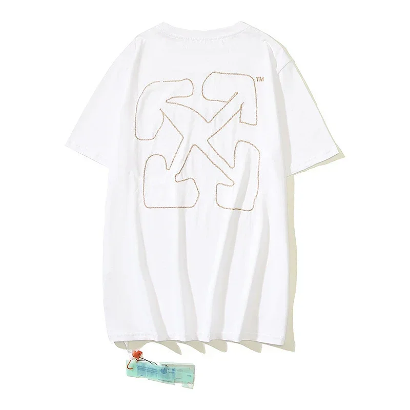 Off-White White Back Gold Arrow Logo Tee