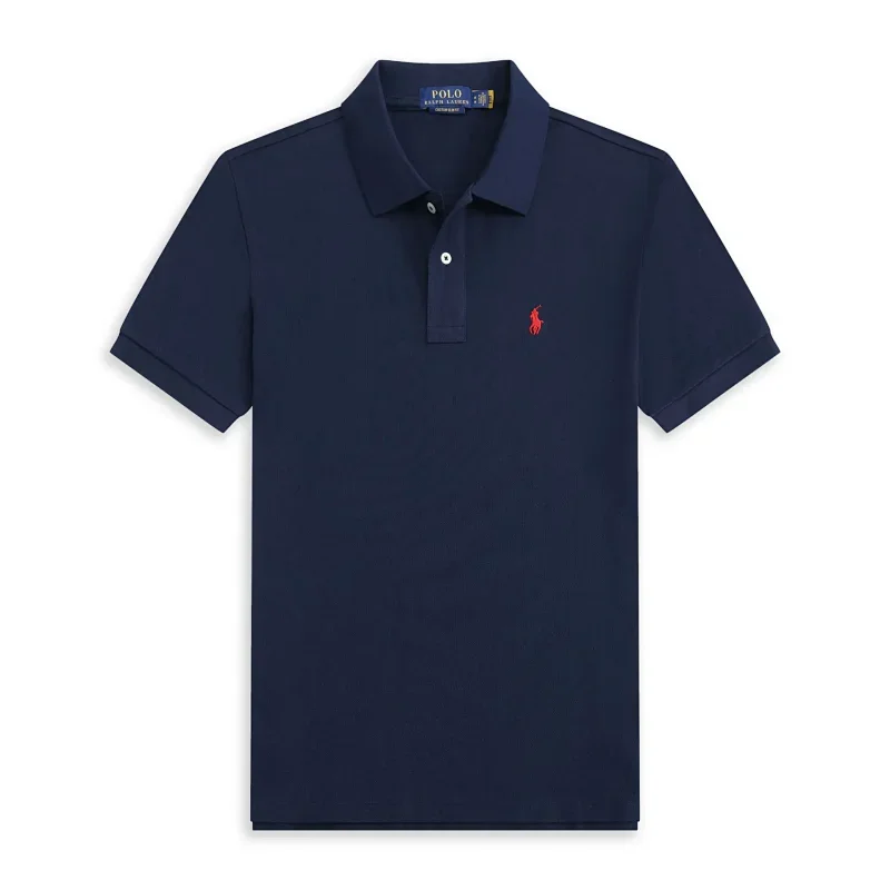 POLO Navy Short-Sleeve Polo with Red Pony Logo