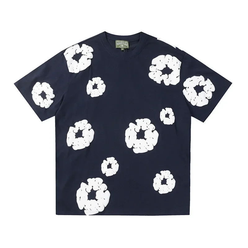 NEIGHBORHOOD Navy T-Shirts with White Floral Prints