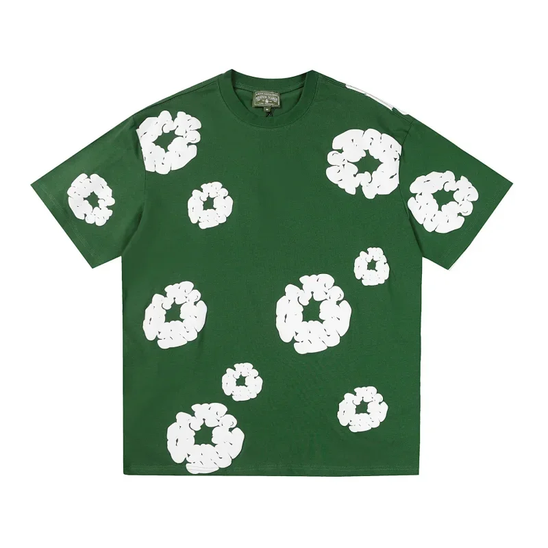 MEDM Green White Flower Short Sleeve