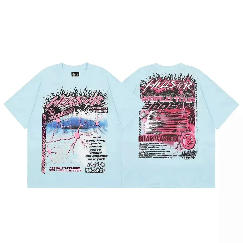 HELLSTAR Light Blue Flame Lightning World Tour 3005 Tee