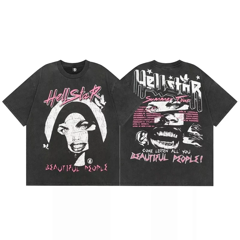 HellStar Black Vintage Washed Beauty Print Tee