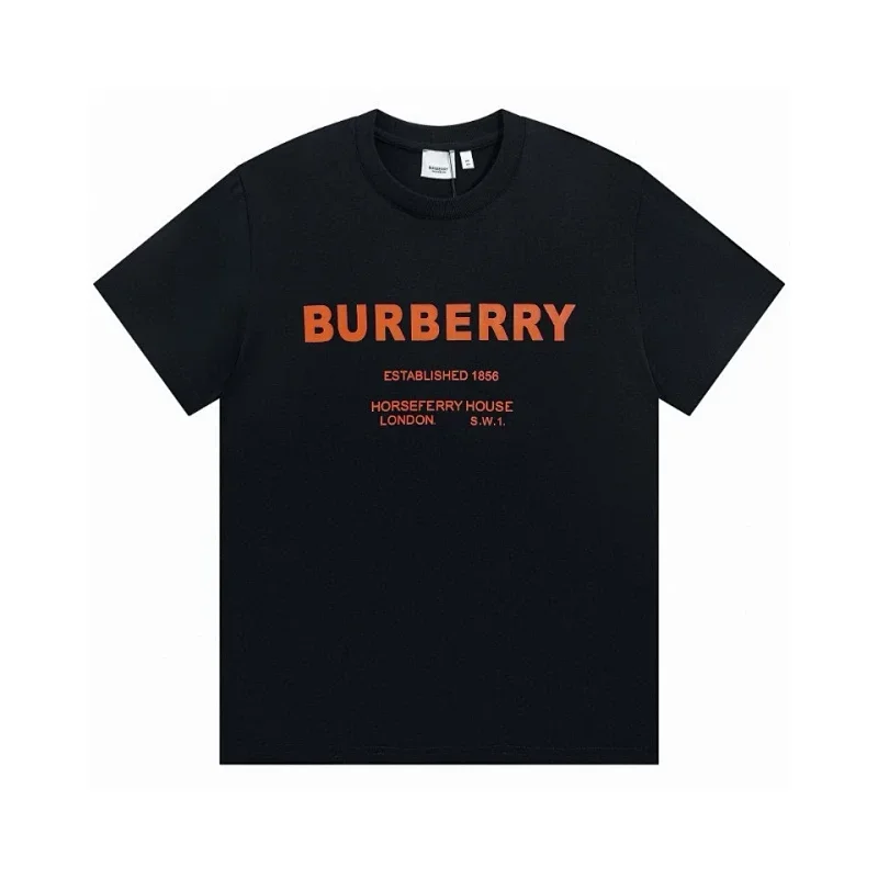 Burberry Black Orange Text Printed Tee