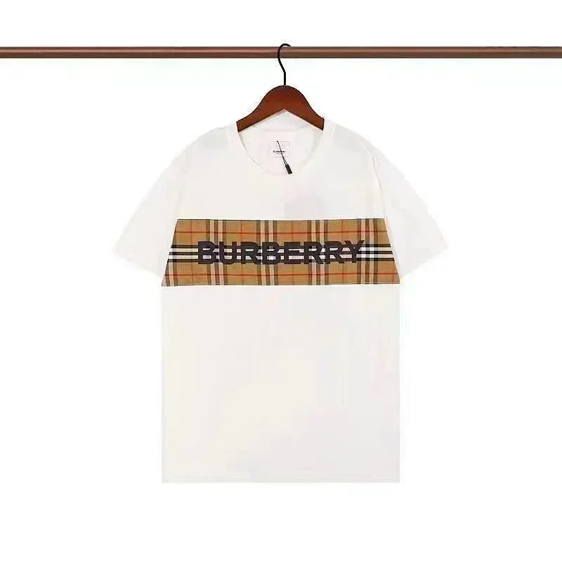 Burberry White T-Shirt With Checkered Stripe