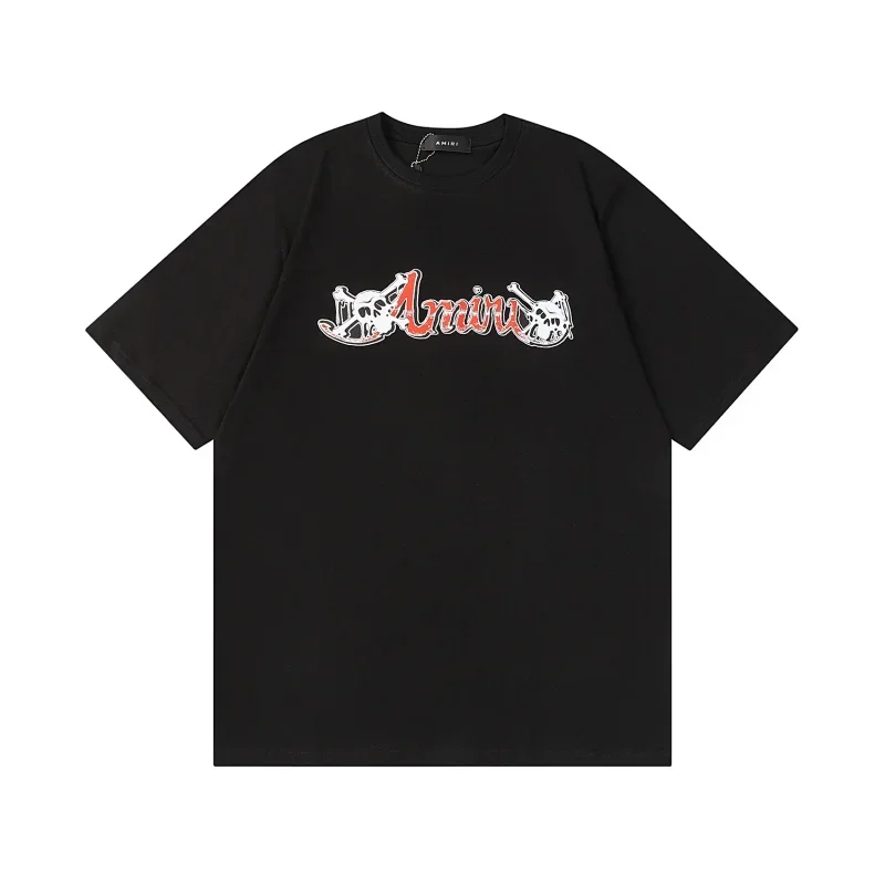 Amiri Black T-Shirt: Skull & Logo Print