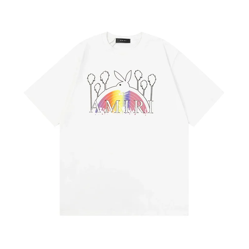 AMIRI White Rainbow Rabbit Palm Short Sleeve