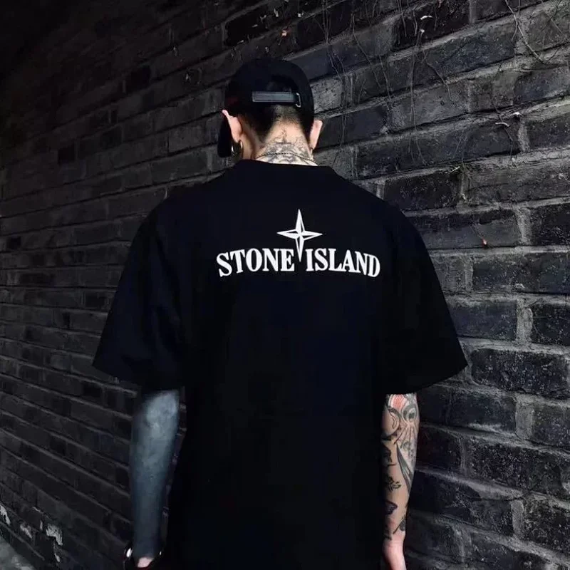 Stone Island Charcoal Back Print Short Sleeve