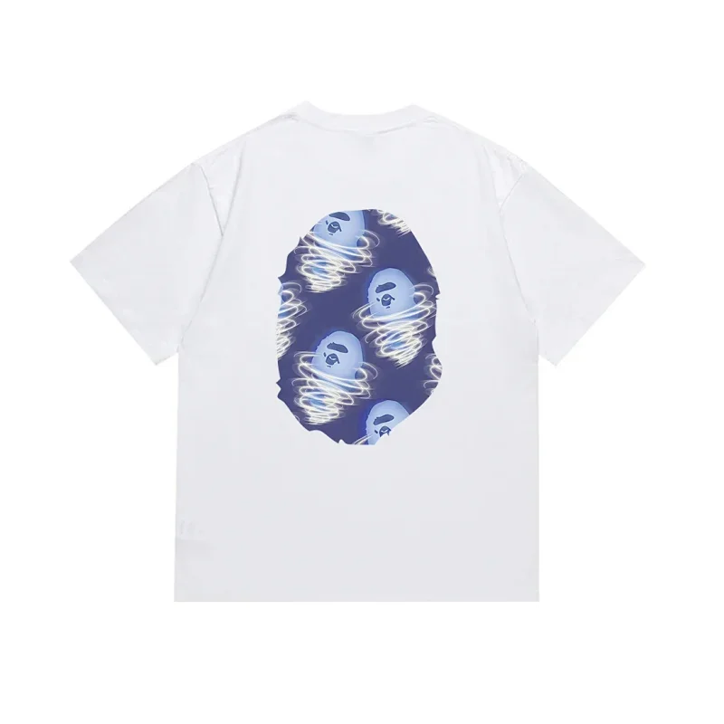 BAPE White T-Shirt with APE Head Spiral Back