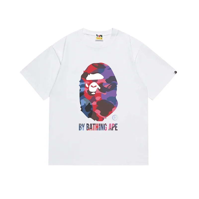 BAPE White T-Shirt: Camo Ape Head & Logo