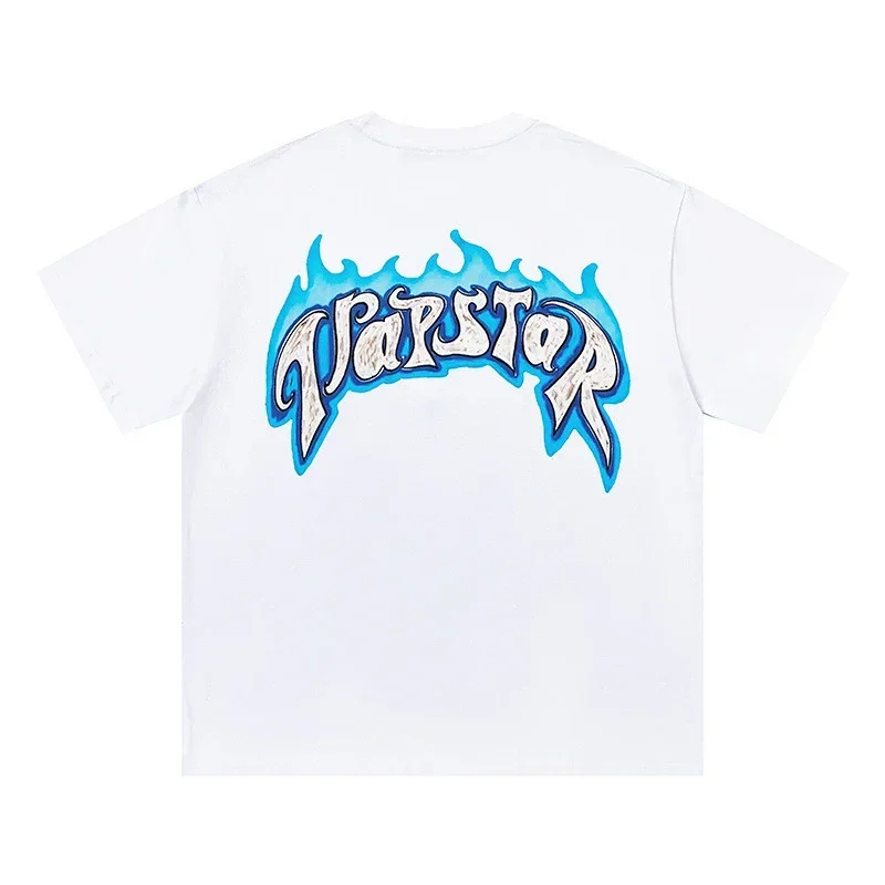 Warstar White T-Shirt with Blue Flame Graphic