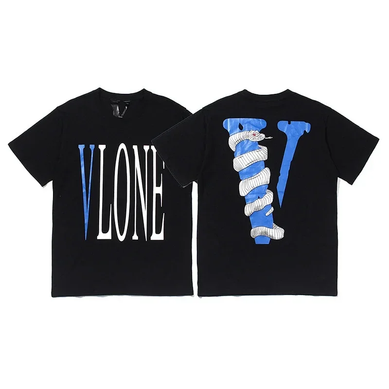 VLONE Black T-Shirt with Snake Print