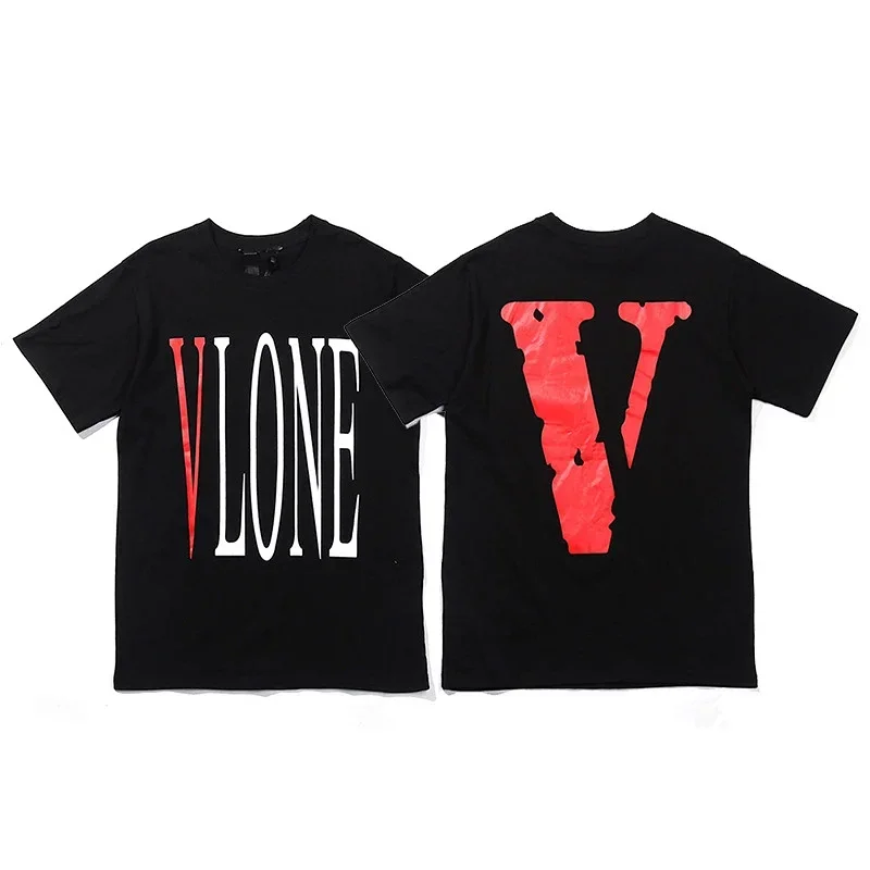 VLONE Black Red White V Print Tee