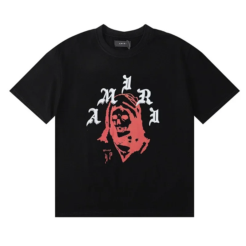 AMIRI Black T-Shirt with Red Skull Graphic