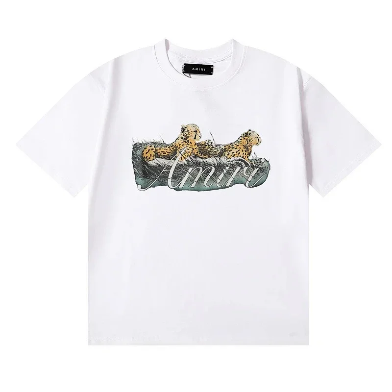 AMIRI White Cheetah Letter Short Sleeve