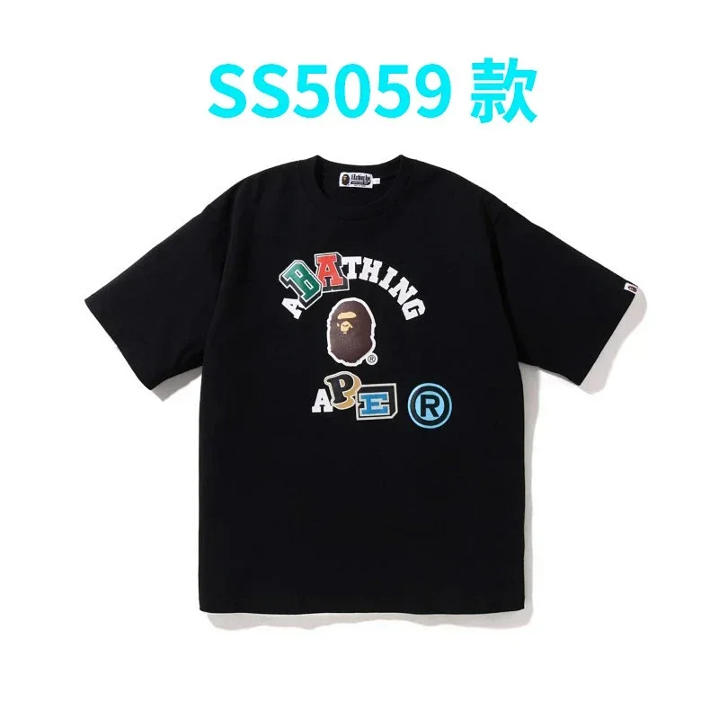 A BATHING APE Black Ape Head & Colorful Letters Tee