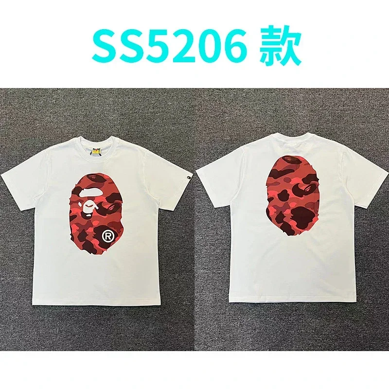 Bape White T-Shirt Red Camo Ape Head