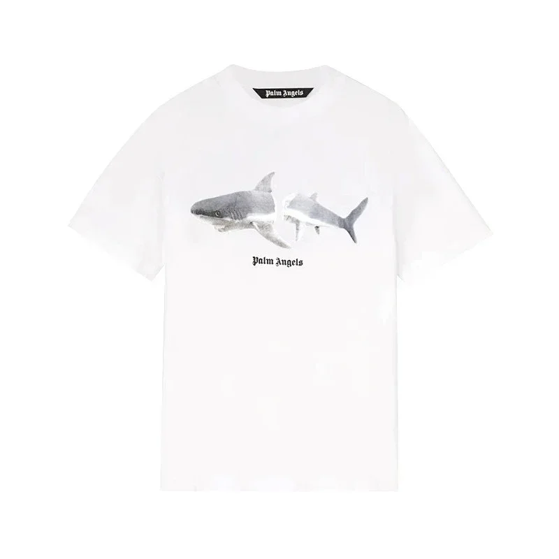 Palm Angels Shark Print White T-Shirt