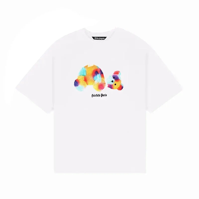 Palm Angels White Colorful Teddy Bear Graphic Tee