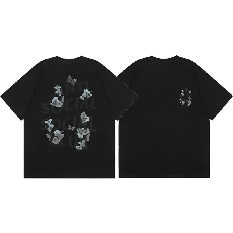 Anti Social Social Club Black Floral Butterfly Tee