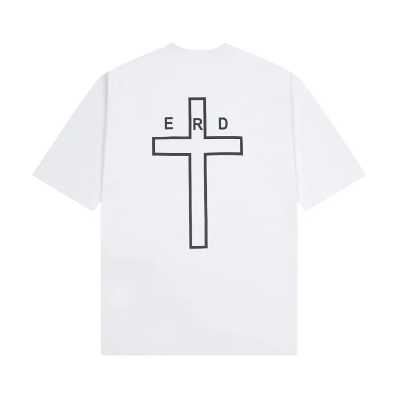 ERD White T-Shirt: Black Cross & Back Lettering