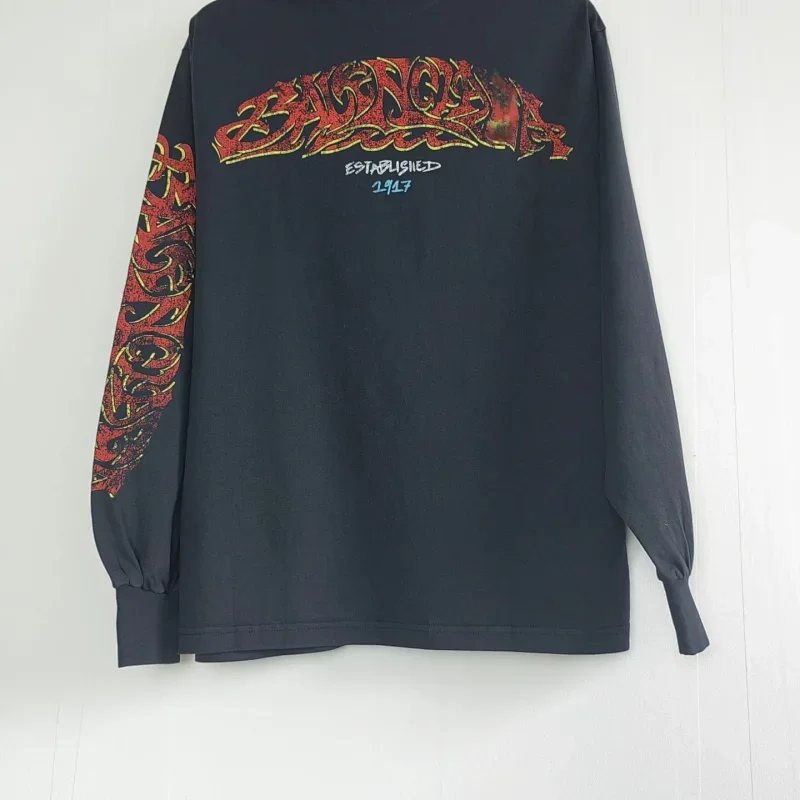 BALNOIA Black Graffiti Print Long Sleeve T-Shirt