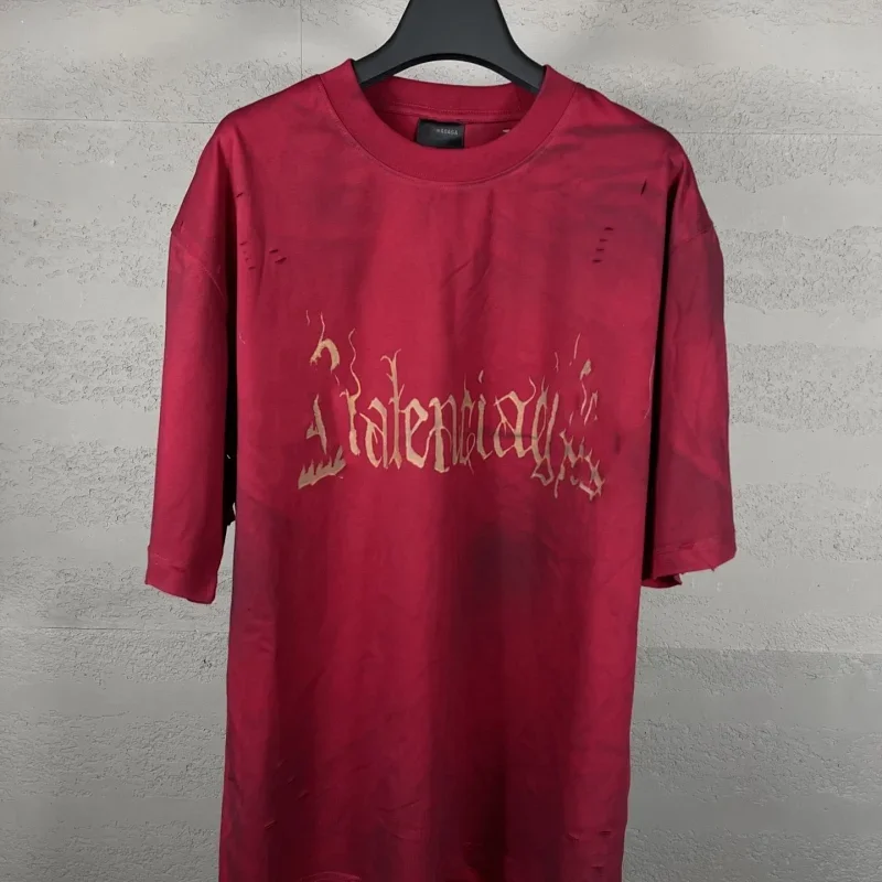 Balenciaga Distressed Flame Print T-Shirt