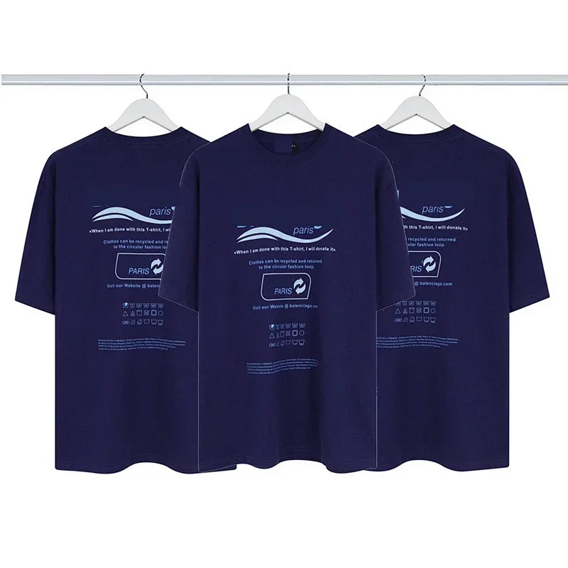 Paris Navy Blue Paris Circular Fashion Printed T-Shirt