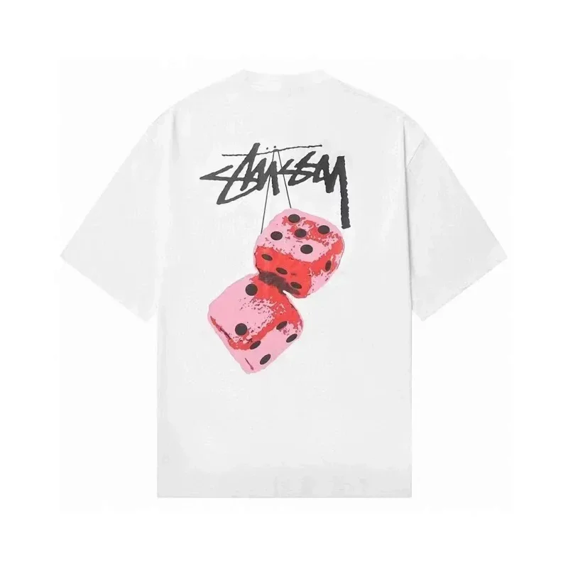 Stussy White T-Shirt with Dice Graphic