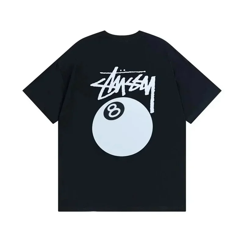 Stussy Black T-Shirt 8 Ball Graphic Back