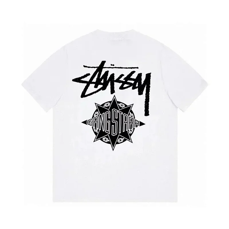 Stussy White Graffiti Logo Gang Starr Star Graphic Tee