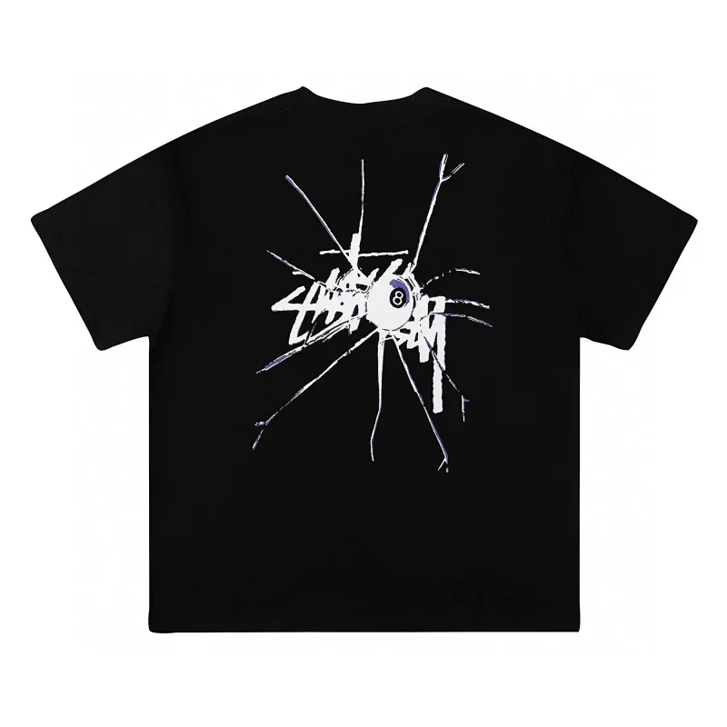 STUSSY Black 8-Ball Broken Glass T-Shirt