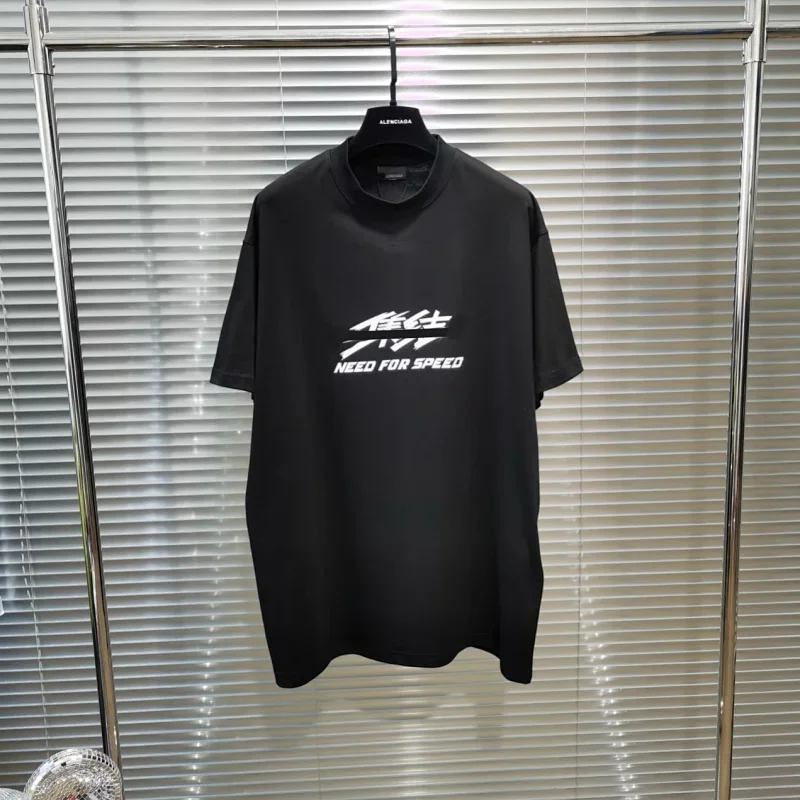 ALENCIAGA Black "Need For Speed" Chinese Print T-Shirt