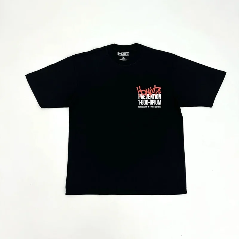HXG Black T-Shirt Red & White Print