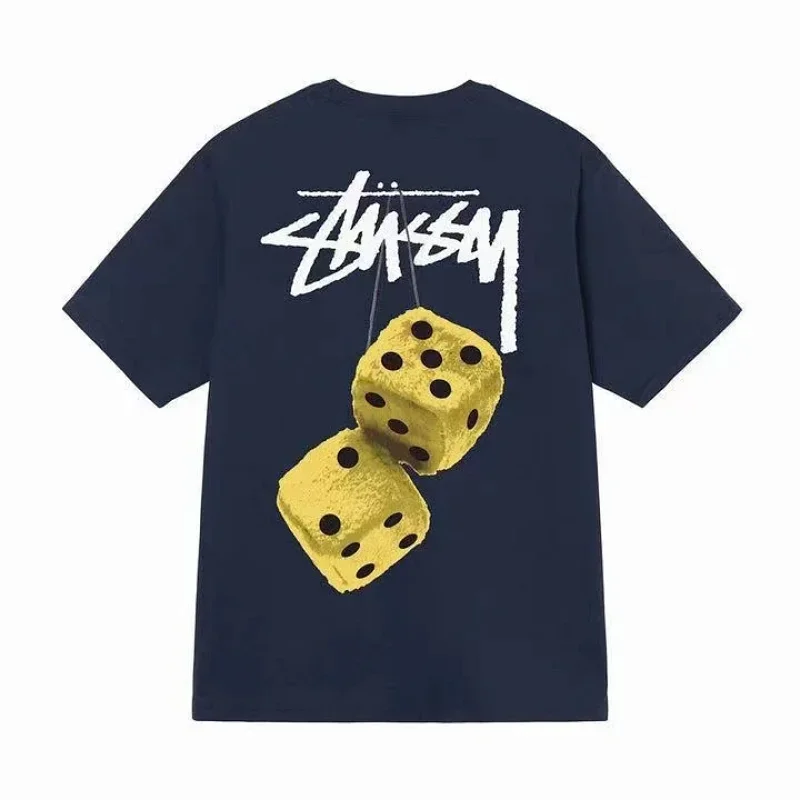 Stussy Navy T-Shirt: Yellow Dice