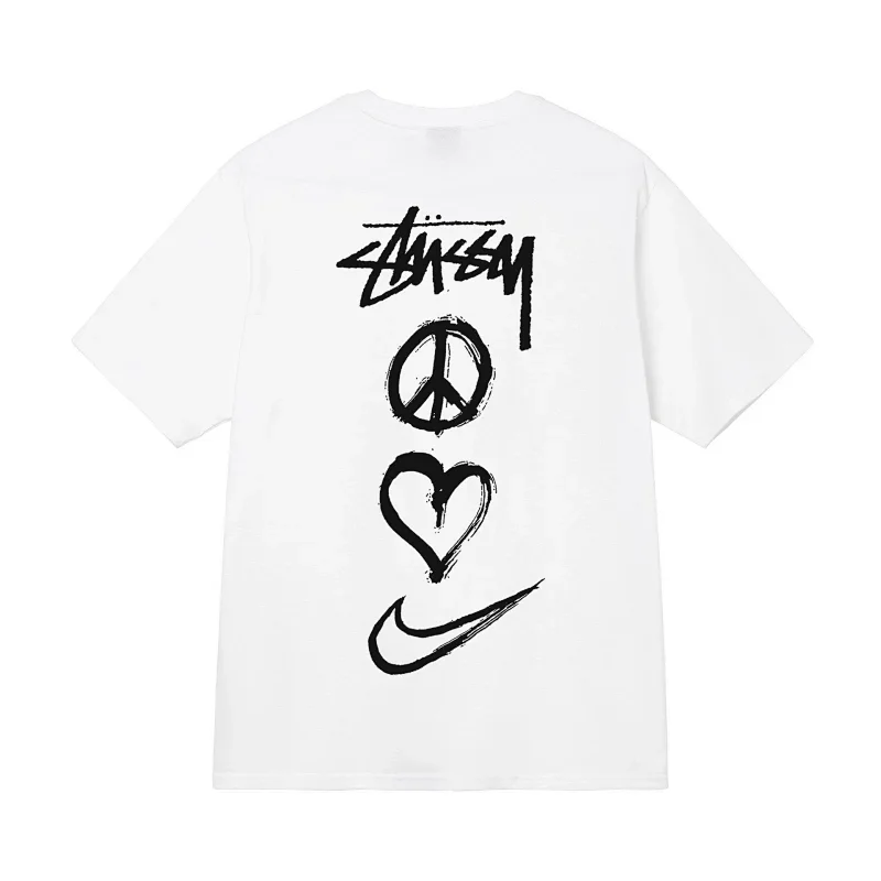 Stussy White Back Peace Heart Nike Graphic T-Shirt