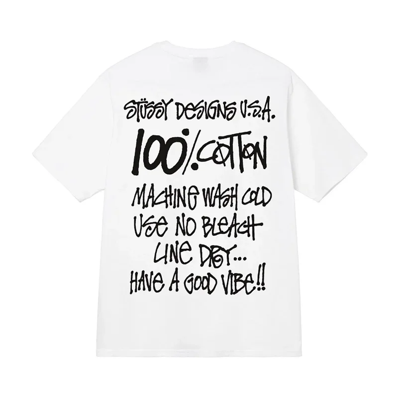 Stussy White T-Shirt: "Have A Good Vibe" Back Print