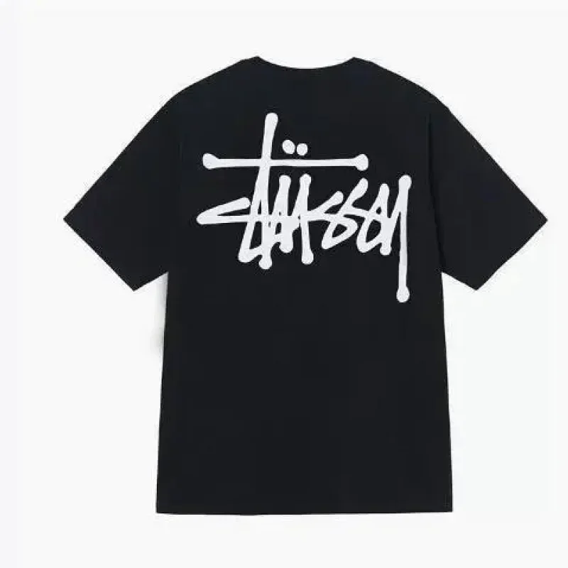 Stussy Black T-Shirt White Graffiti Back