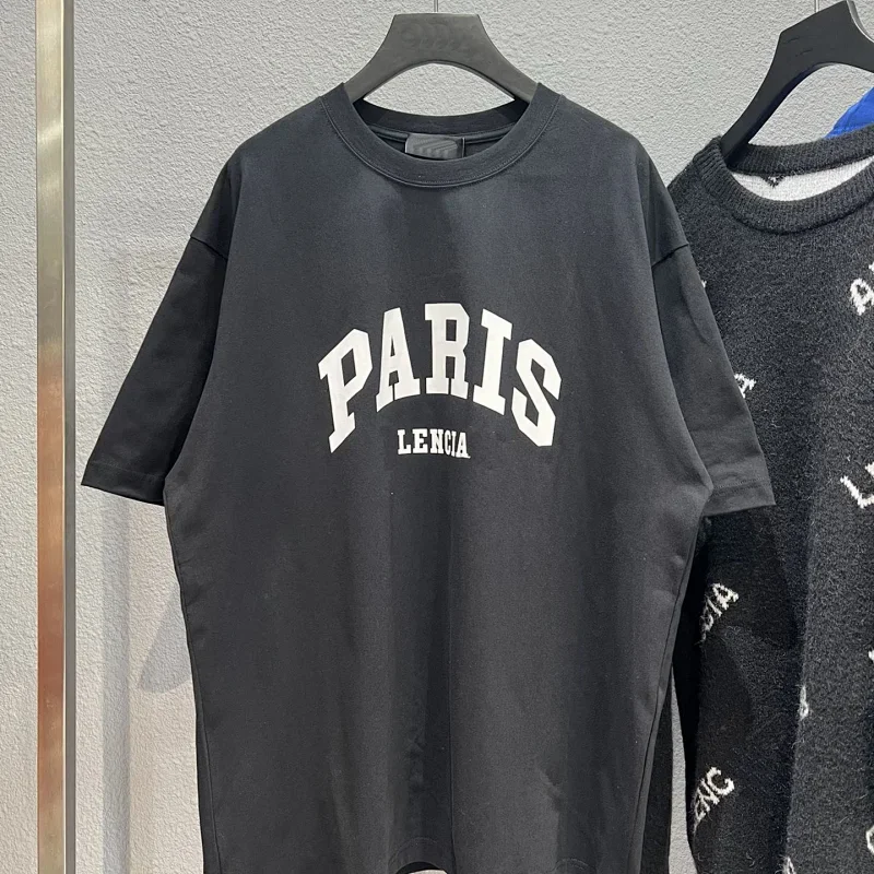 LENCIA Black Oversized Paris T-Shirt