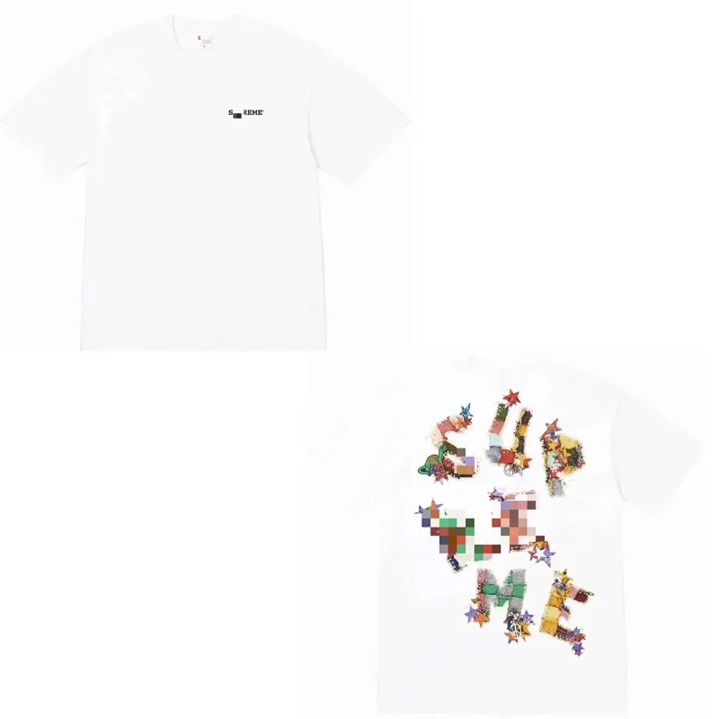 Supreme White Tee: Front Logo, Back Patchwork "SUPREME"